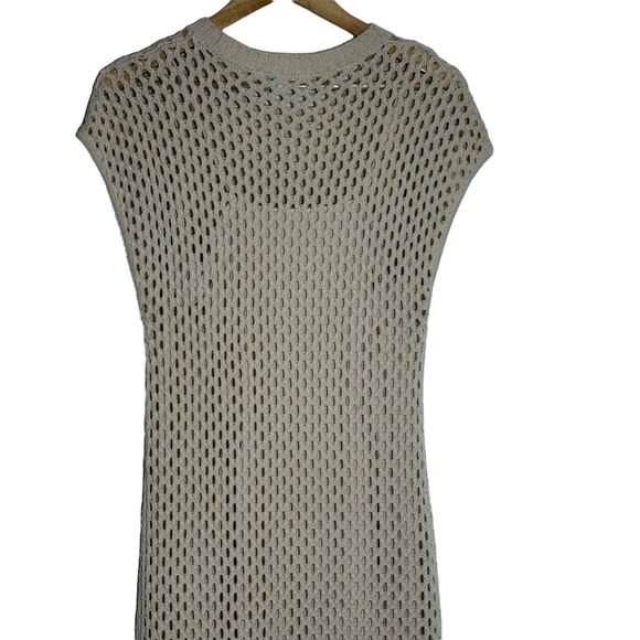 Spendid Cotton Mesh Maxi Dress Size MEDIUM Open Knit Cream Crochet Boho - Picture 4 of 10